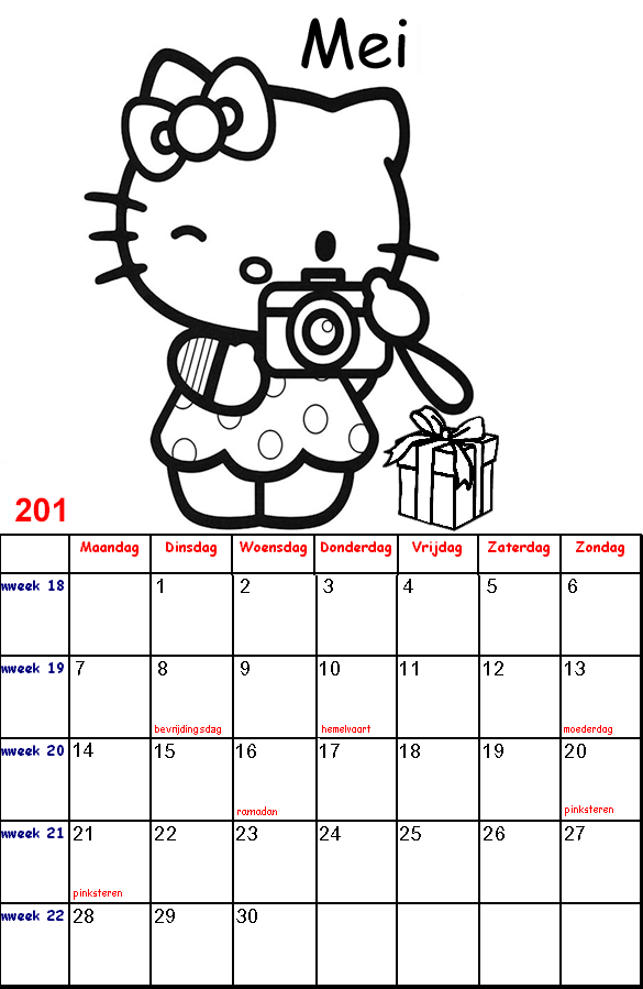 Hello Kitty Kalender kleurplaten