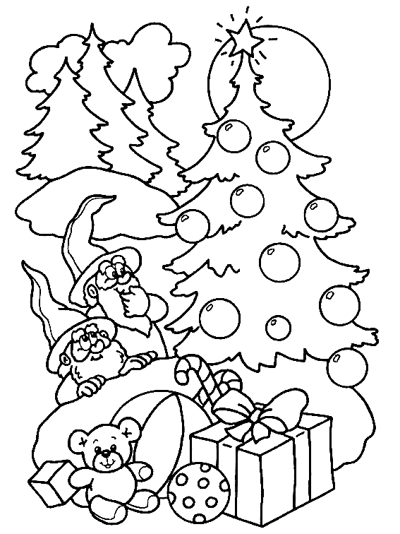 kerstboom pakjes kleurplaat