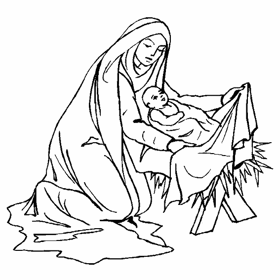 maria en jezus kleurplaat