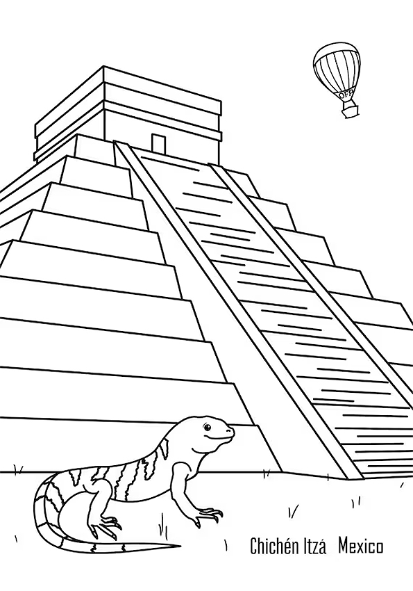 mexico-chichen-itza kleurplaat