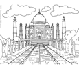 india-agra-taj-mahal kleurplaat