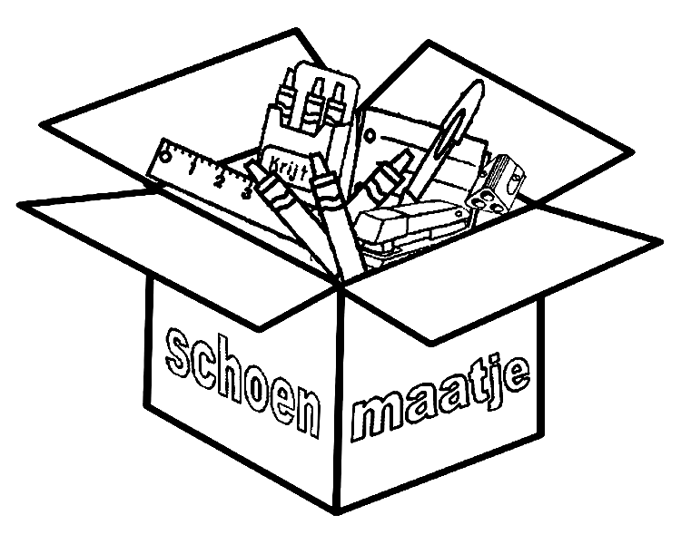 Schoenmaatje schoolspullen kleurplaat